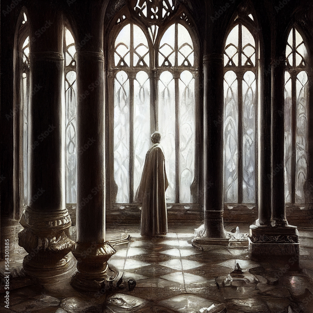 phantom in a castle hall