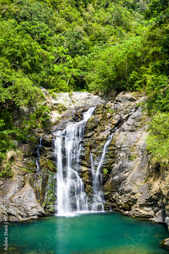 View of the Waterfall at Shuangliu National Forest Recreation Area in Pingtung, Taiwan.