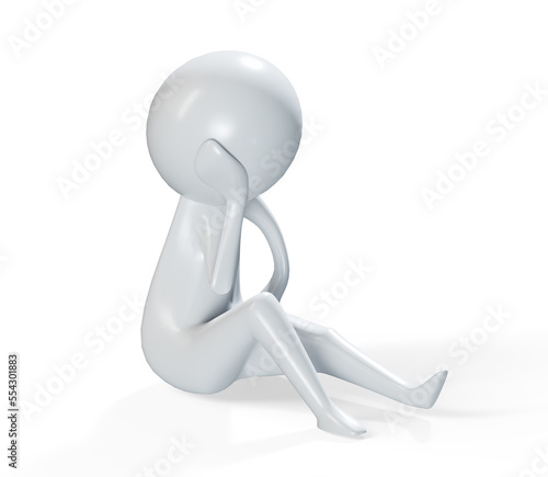 3d render depressed sad person illustration