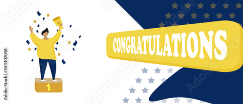 Congratulatory banner. Prize Winner. Participant award.