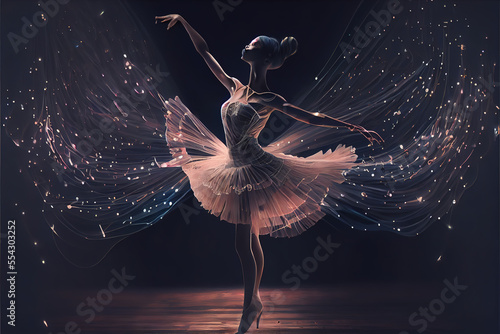 Slika na platnu Beautiful Balleria or Ballet dancer  Dancing Through Terminal Cancer poses in ba