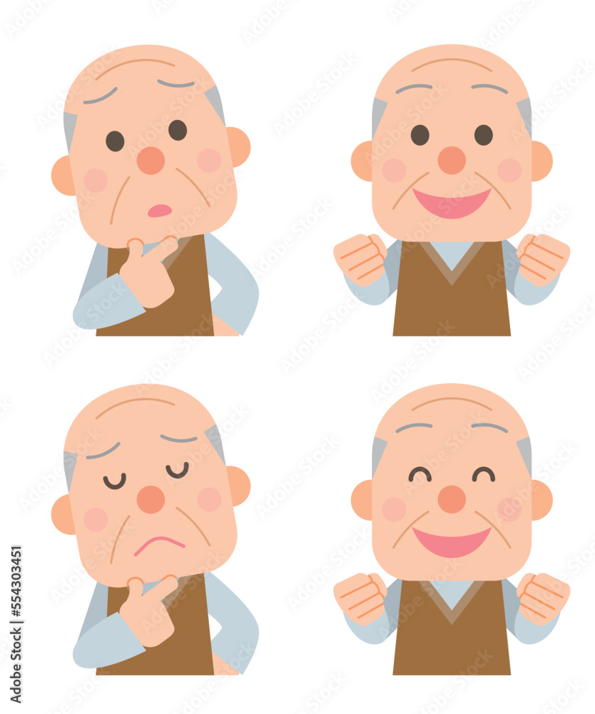 悩みと解決の表情　高齢の男性