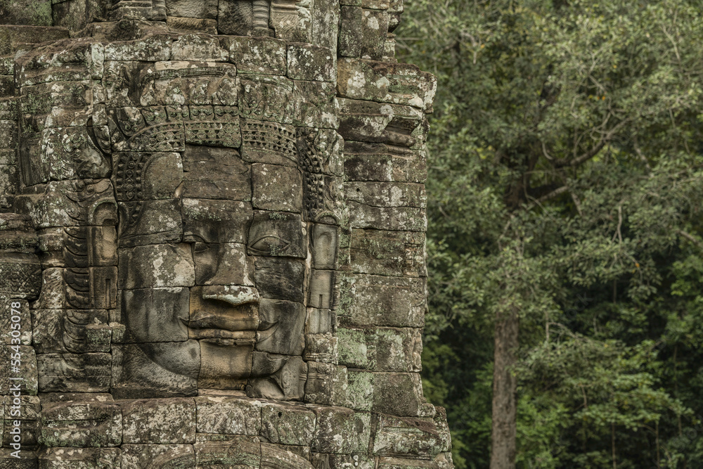 Frieze of Buddha face on Bayon walls, Angkor Wat; Siem Reap, Siem Reap Province, Cambodia Frieze of Buddha face on Bayon walls, Angkor Wat; Siem Reap, Siem Reap Province, Cambodia