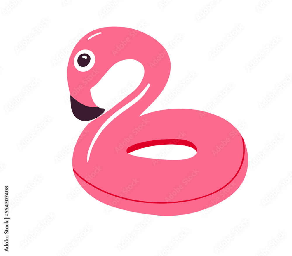 relaxing in the sun with its pink flamingo buoy. illustration relaxing in the sun with its pink flamingo buoy. illustration