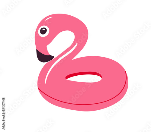 relaxing in the sun with its pink flamingo buoy. illustration