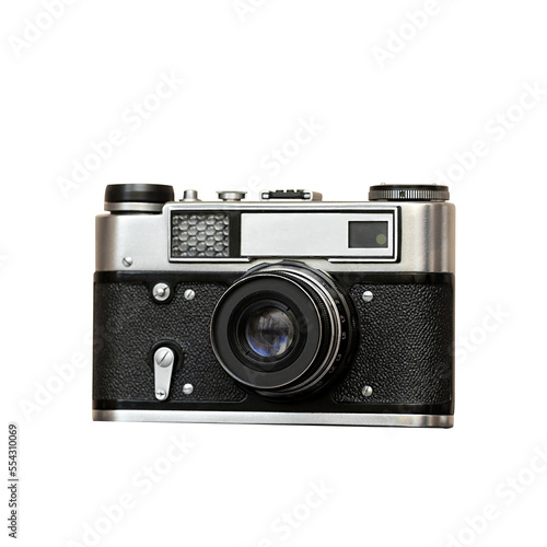 Vintage photo camera on a white background.