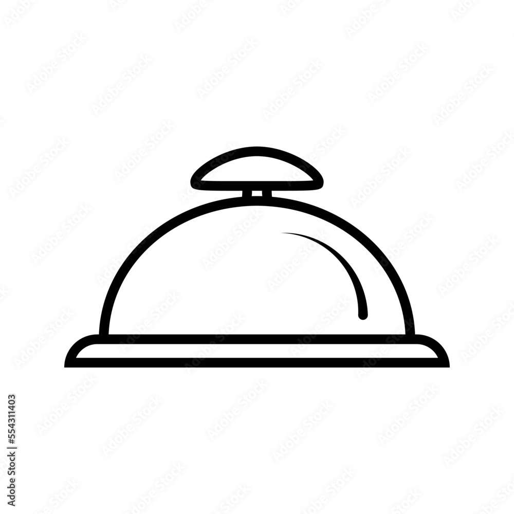 Food tray cover symbol. Menu title logo. Vector icon graphic art isolated on white background. Food tray cover symbol. Menu title logo. Vector icon graphic art isolated on white background.