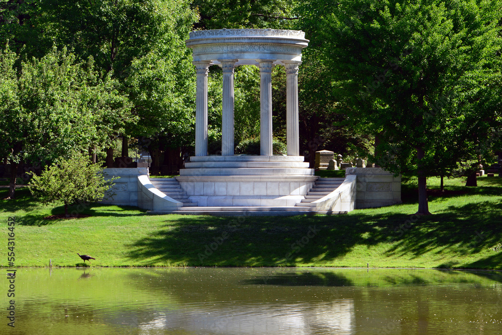Grave of Mary Baker Eddy, the founder of Christian Science.; Mount Auburn Cemetery, Cambridge, Massachusetts. Grave of Mary Baker Eddy, the founder of Christian Science.; Mount Auburn Cemetery, Cambridge, Massachusetts.