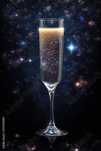 New Year - Champagne with stars