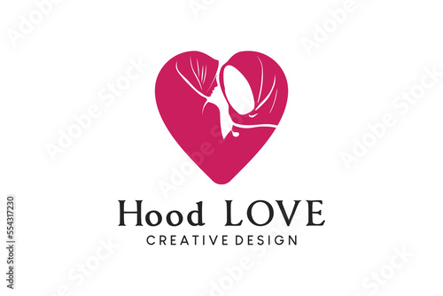 Muslimah hijab logo, boutique, beauty veil fashion with the concept of love
