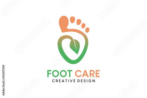 Foot care and health foot therapy logo design with creative concept