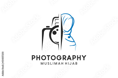 Logo fotografi hijab muslimah, studio fotografi muslimah dengan konsep gambar tangan photo