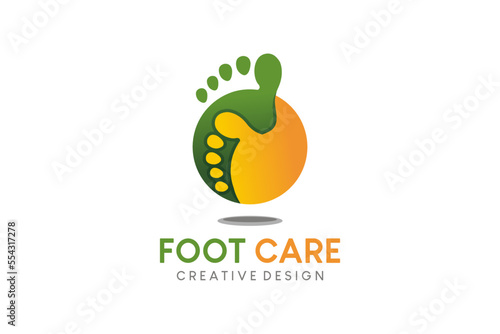 Modern health foot care and foot therapy logo design