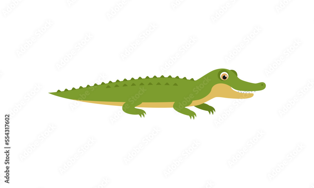 Fototapeta premium Cute funny crocodile. Vector simple flat illustration. Animal icon