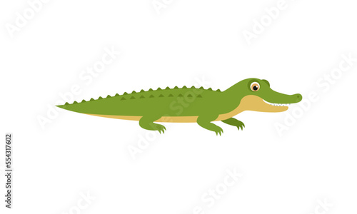 Cute funny crocodile. Vector simple flat illustration. Animal icon