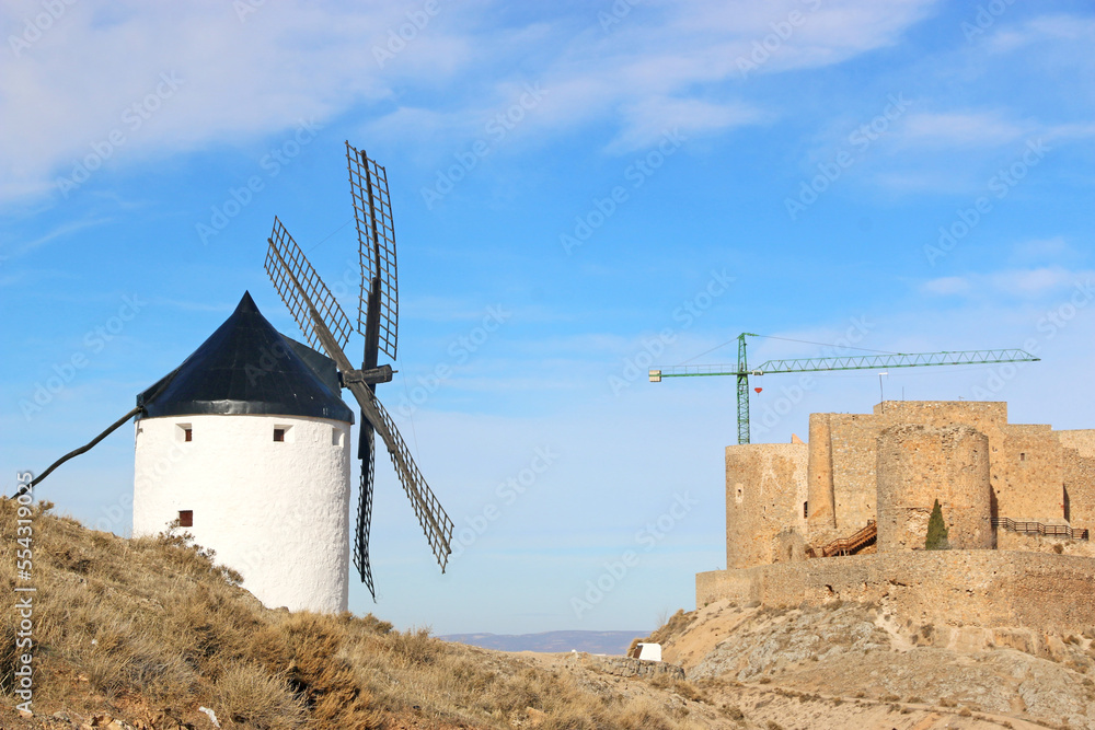 Windmill and castle in Consuegra, Spain