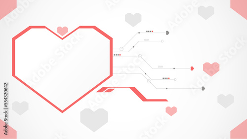 white red heart technology valentine background abstract. technology with line ,digital, heart, dot, hi-tech, valentine concept , vector. heart technological for valentine day, background, web banner.