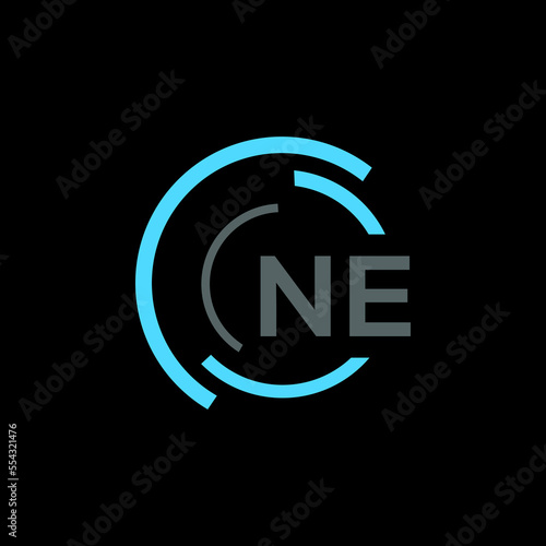 NE logo monogram isolated on circle element design template, NE letter logo design on black background. NE creative initials letter logo concept. NE letter design.
