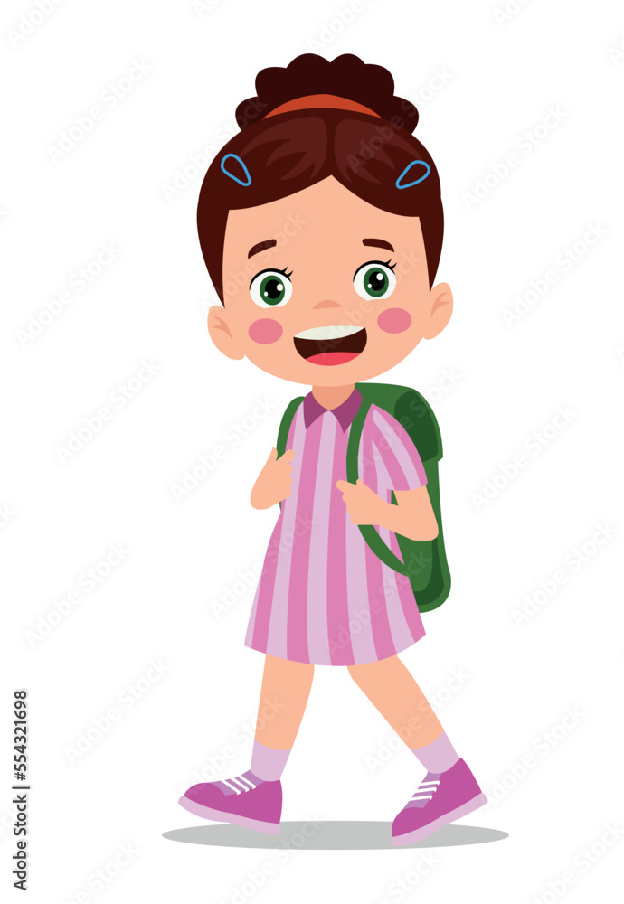 student walking to school with school bag student walking to school with school bag