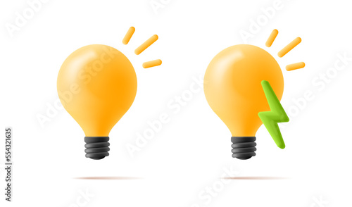 Green energy. Light bulb with rays shines. Energy and idea symbol.