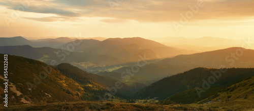 wesome sunset landscape, beautiful morning background in the mountains, Carpathian mountains, Ukraine, Europe