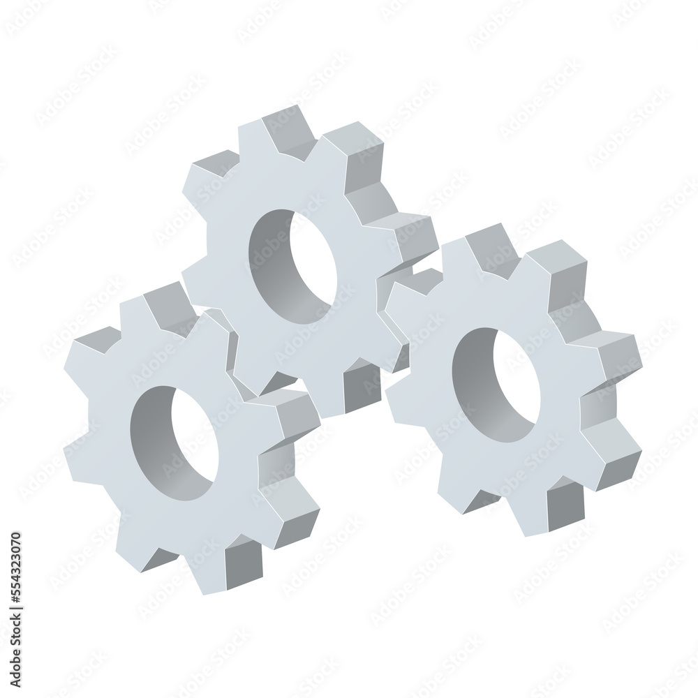Volumetric gear icon Settings icon isolated on white background Volumetric gear icon Settings icon isolated on white background