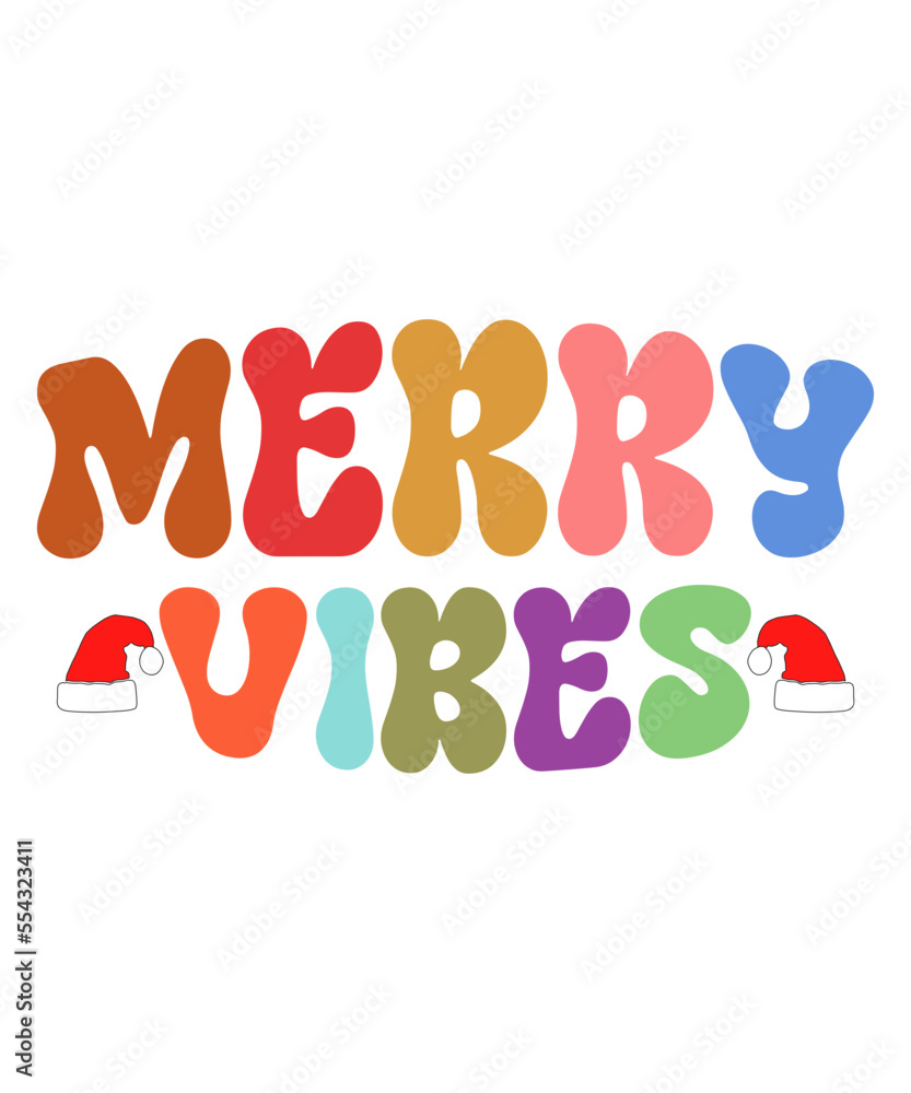 Merry Vibes SVG, Merry and Bright SVG, Wavy Letters SVG, Merry Christmas SVG