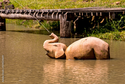 elephant statue in a lake in Brazil