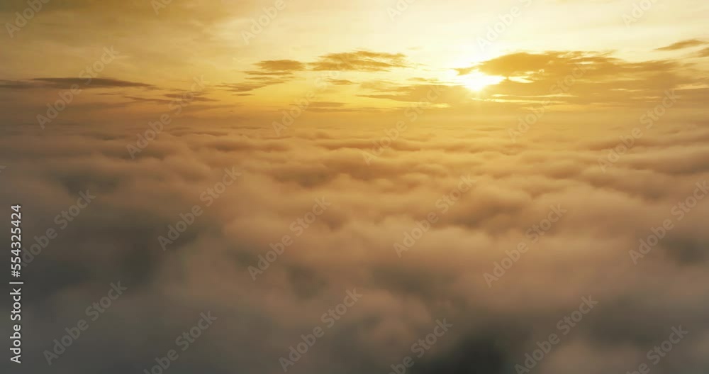 Aerial view landscape sea of fog Aerial view landscape sea of fog