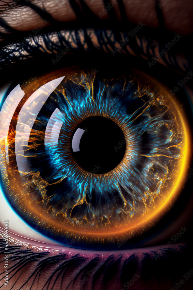 Close up shot of Scary sci-fi eye Generative AI