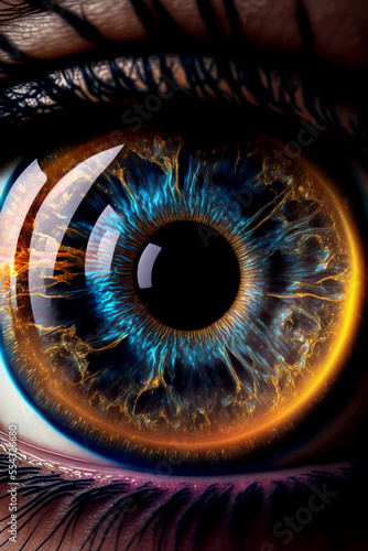 Close up shot of Scary sci-fi eye Generative AI