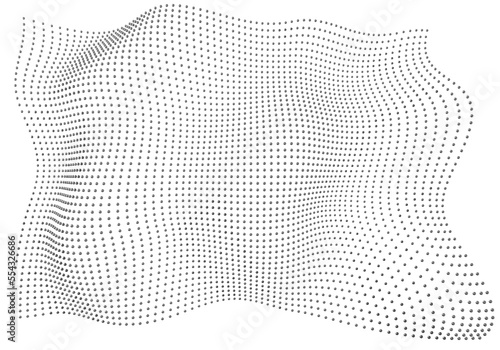Halftone pattern  - 3d abstract shape design  - curved rectangle
