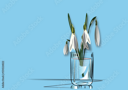 bouquet of snowdrops in a glass