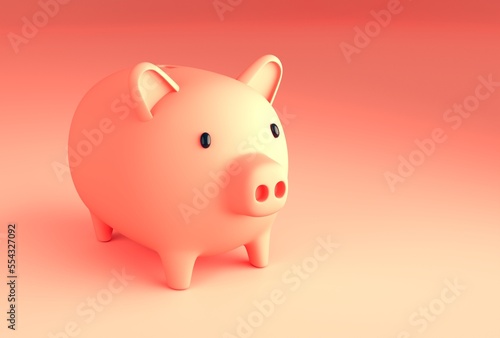 a 3d illustration of a pink piggy bank on a pinkish background. a concept saving money. financial investment growth concept.