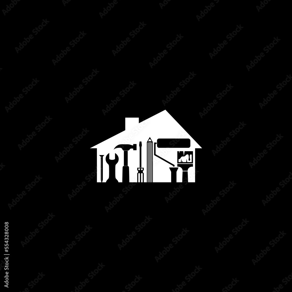 Home repairs icon isolated on dark background