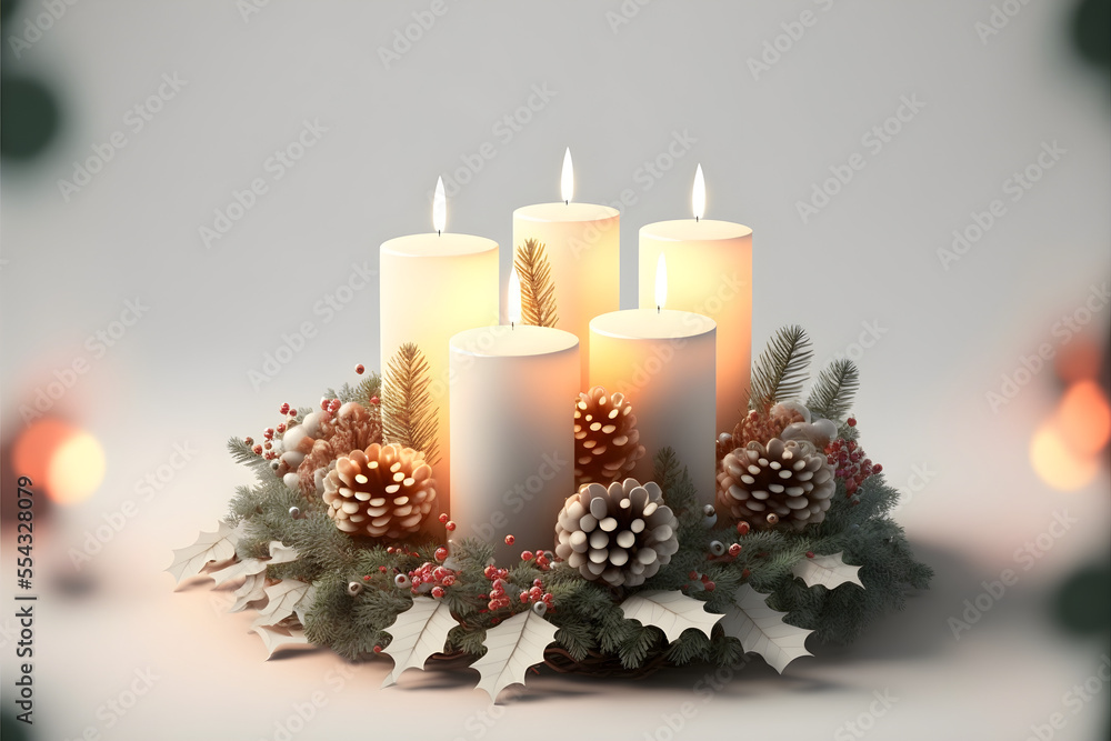 Christmas candles with arrangement and decorations Christmas candles with arrangement and decorations