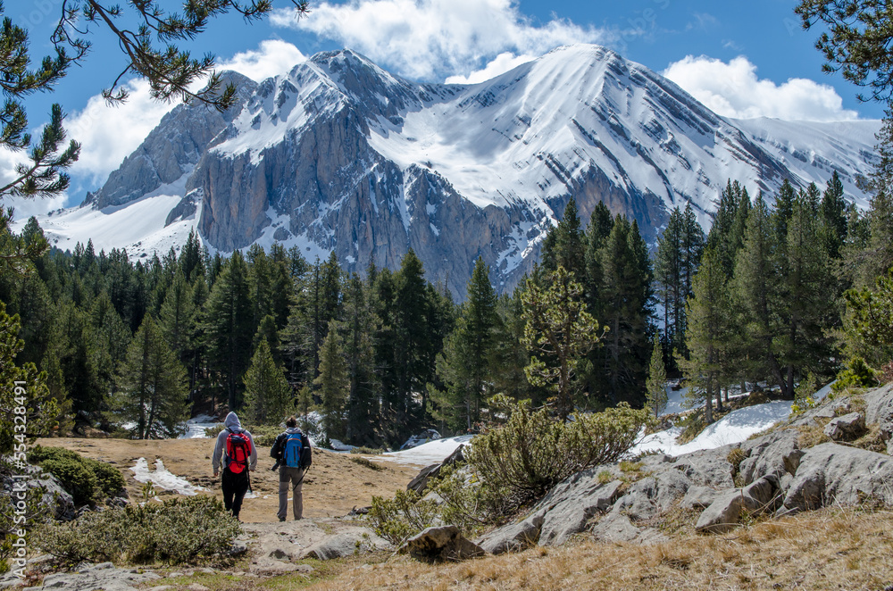 Mountaineers Hiking in an Idyllic Mountain Landscape