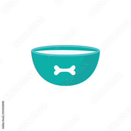 Dog, cat, animal or pet full food bowl vector illustration. Simple clipart logo icon flat design.