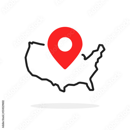 united states of america map like thin line icon