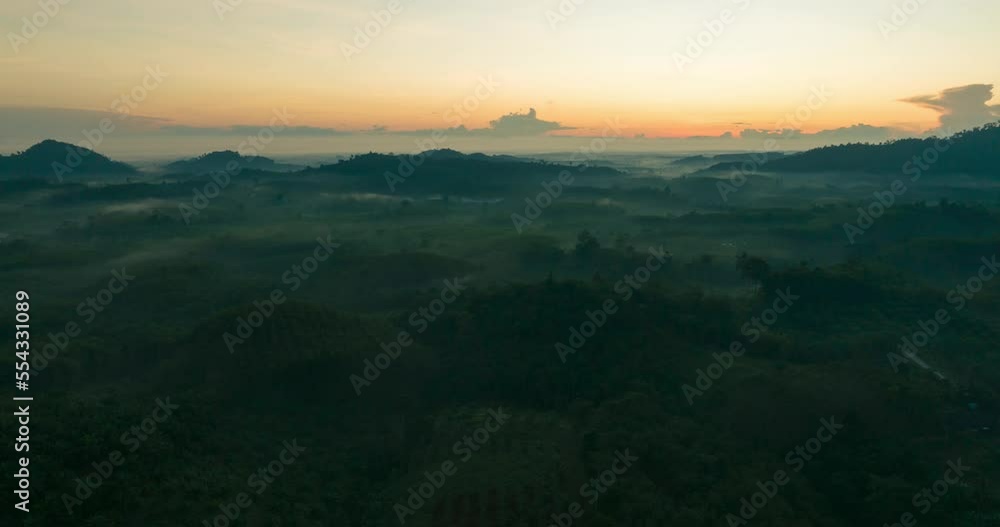 Hyper lapse aerial view landscape at sunrise time Hyper lapse aerial view landscape at sunrise time