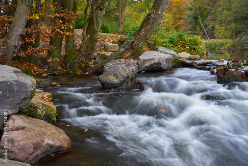 stream with soft flowing water and rocks