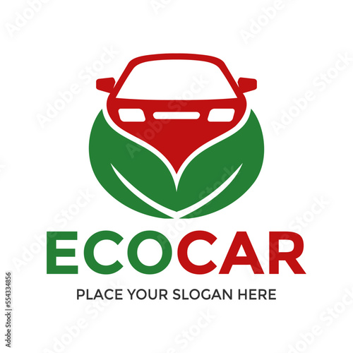 Ecology car vector logo template.