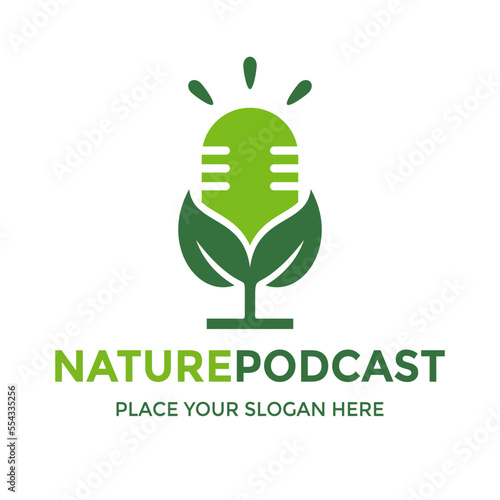 Nature podcast vector logo template