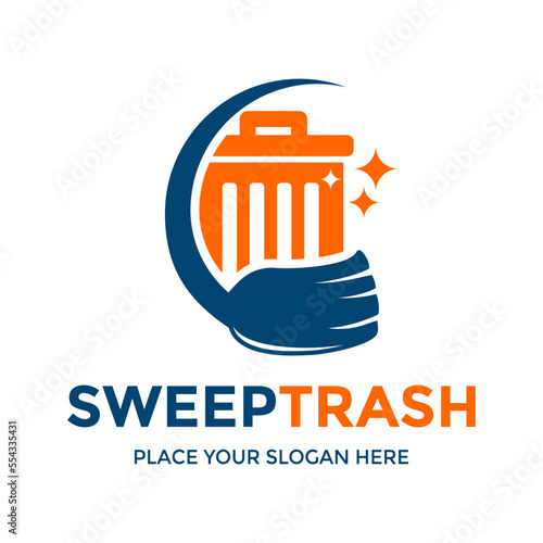 Sweep trash vector logo template
