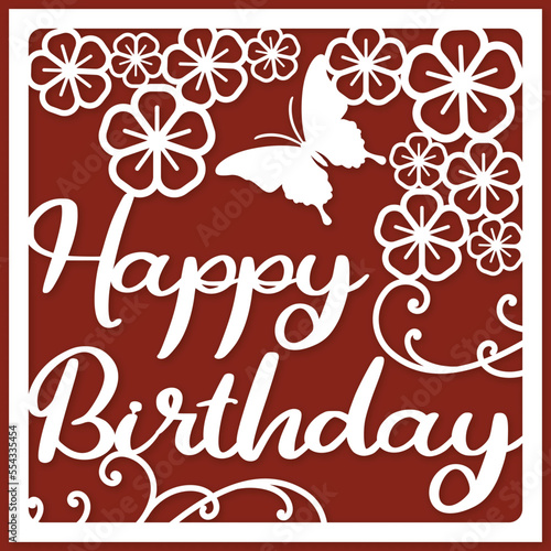Colorful Birthday poster, Layered paper cut style, Paper cut Birthday card. 3D paper craft, Shadow box