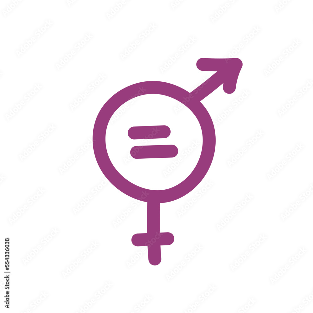 Gender equal icon in doodle style. Men and women sign illustration pictogram