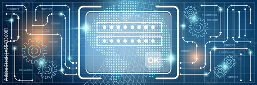 Computer protection, information security, account control vector concept illustration. Technology style web banner, header design template