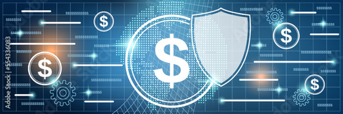 Financial security, online banking, money protection vector concept illustration. Web banner, header design template