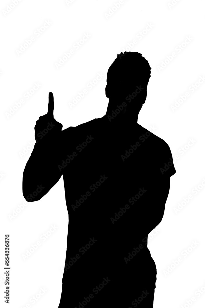 Man with finger in the shape of number one