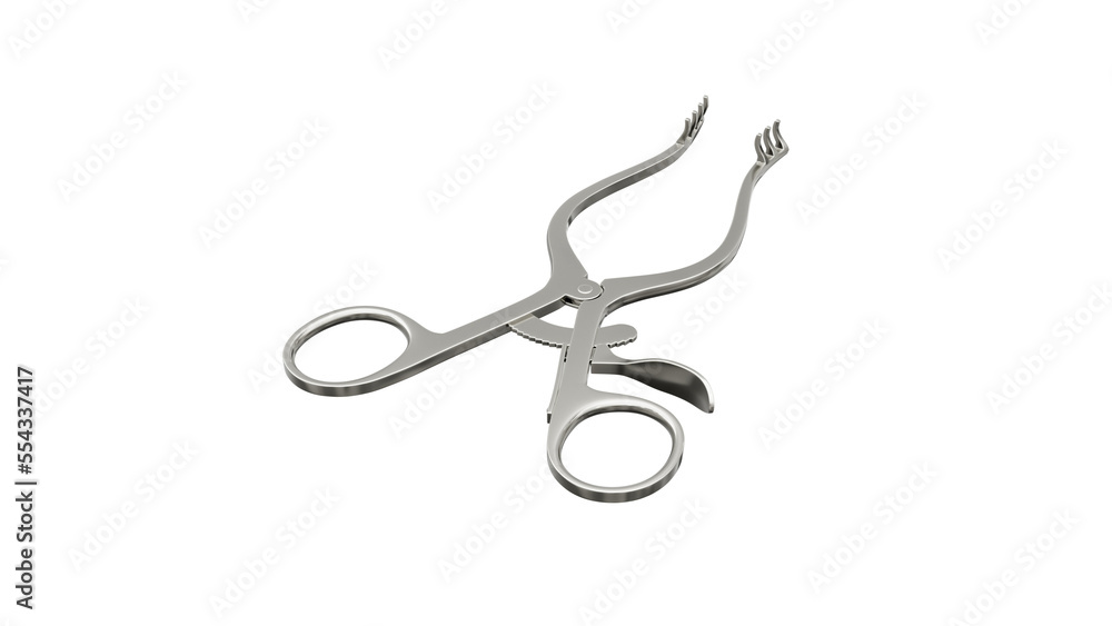 Weitlaner Retractor, 3d rendering of surgical equipment on white background, PNG transparent Weitlaner Retractor, 3d rendering of surgical equipment on white background, PNG transparent